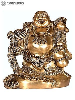 10" The Joyous Laughing Buddha In Brass | Handmade | Made In India