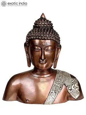 13" Buddha Bust In Brass | Handmade | Made In India