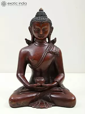 Meditating Buddha Statue: 6" Copper Dhyana Mudra