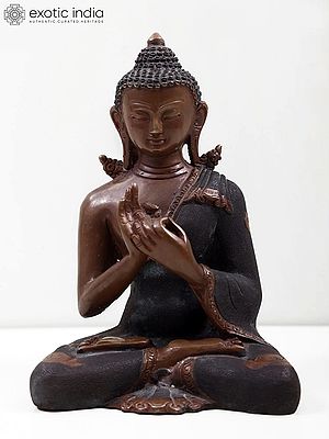 6" Copper Lord Buddha Sculpture in Dharmachakra Mudra