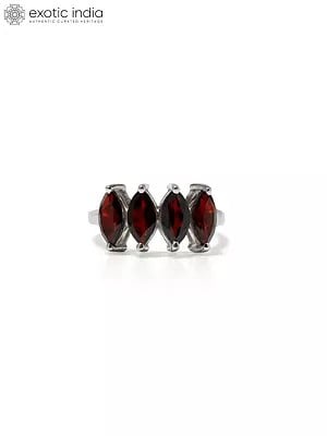 Marquise Cut Faceted Garnet Ring