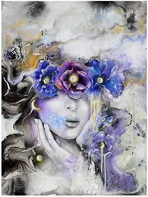 Poppies Moonlight | Mixed Media Art