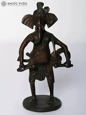 6" Lord Ganesha Tribal Statue in Brass