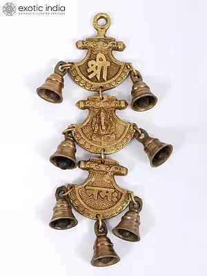 11" Shri Ganeshay Namah Hanging Bell in Brass