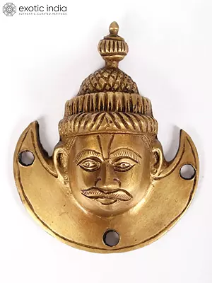 3” Small Face of Chandra Wall Hanging in Brass