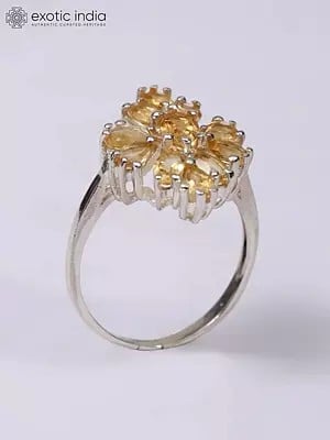 Sterling Silver Ring with Faceted Citrine