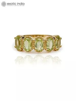 Gold-Plated Sterling Silver Ring with Peridot Gemstone