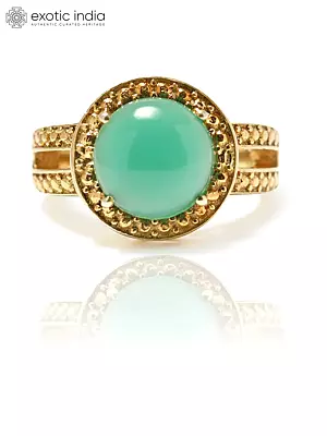 Round Shape Green Onyx Ring
