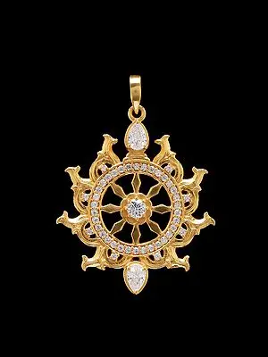 Sterling Silver Sudarshan Chakra Pendant with Cubic Zirconia