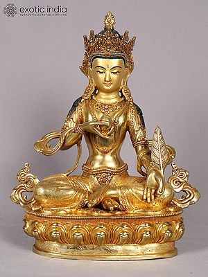 14" Kshitigarbha Bodhisattva Copper Statue with Gold Plated