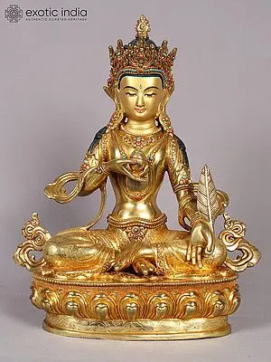 14" Kshitigarbha Bodhisattva Copper Statue with Gold Plated