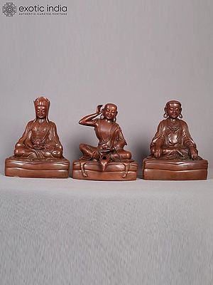 21" Set of Three Buddhist Gurus Copper Statue from Nepal - Gampopa, Milarepa and Marpa Lotsawa