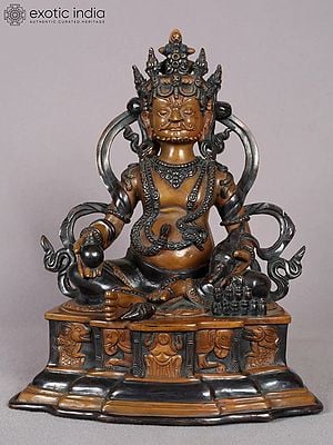 11" Lord Kubera Copper Figurine | Tibetan Buddhist Statue