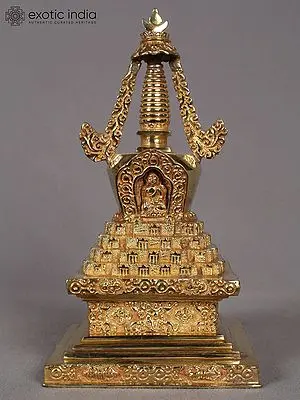 9" Copper Stupa Statue from Nepal