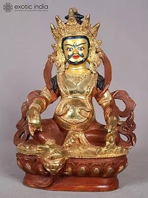 8" Tibetan Budhist God Kubera Idol | Nepalese Copper Statue