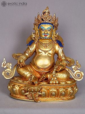 12" Tibetan Buddhist God Kubera Copper Statue from Nepal