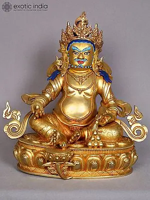12" Tibetan Buddhist God Kubera Copper Statue from Nepal