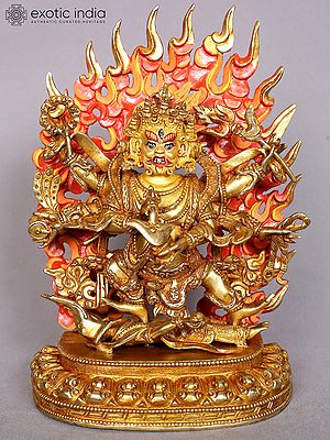 9" Mahakala Copper Statue from Nepal | Buddhist Deity Figurines