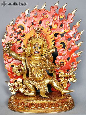 Vajrapani Copper Statue with Gold Plated from Nepal | Tibetan Buddhist Deity Idol