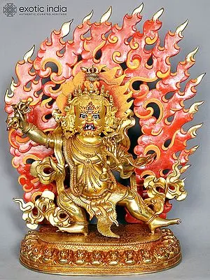 Vajrapani Copper Statue with Gold Plated from Nepal | Tibetan Buddhist Deity Idol