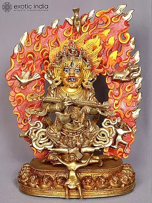 13" Safu Mahakala Copper Statue from Nepal