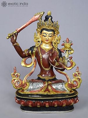 9" Manjushri Idol from Nepal | Nepalese Copper Statue