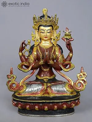 9" Chenrezig (Avalokiteshara) Idol | Nepalese Copper Statue