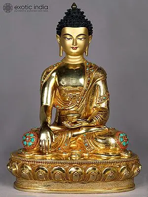 13" Lord Bhumisparsha Buddha Idol | Copper Statue from Nepal