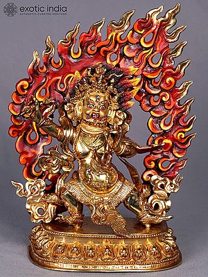 9" Vajrapani Copper Statue from Nepal | Tibetan Buddhist Deity Idol