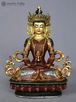 9" Lord Aparmita Buddha Copper Statue | Tibetan Buddhist Deity Figurines