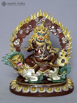 13" Lord Singh Kubera Idol | Nepalese Copper Statue