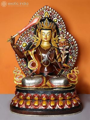46" Large Buddhist Deity Manjushri Idol | Nepalese Copper Statue