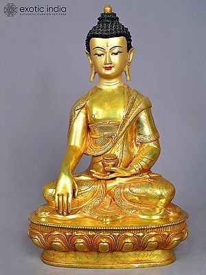 13" Shakyamuni Buddha Copper Statue from Nepal | Buddhist Deity Idols