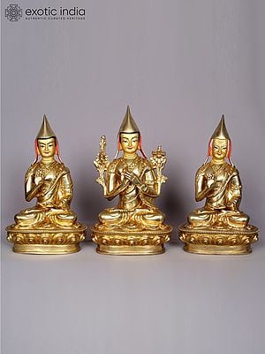 9" Tsongkhapa (Set of 3) Copper Statue from Nepal