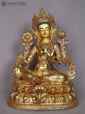 14" Tibetan Buddhist Goddess Green Tara Statue from Nepal