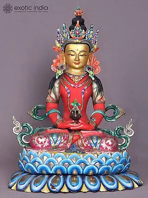 13" Copper Lord Aparmita Buddha Idol | Buddhist Deity Statue