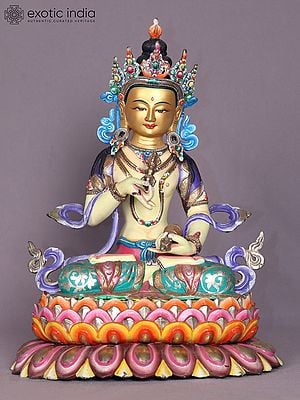 13" Tibetan Buddhist Deity Vajrasattva Copper Statue from Nepal