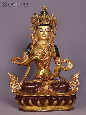 13" Tibetan Buddhist Deity Vajrasattva Statue | Nepalese Copper Idols