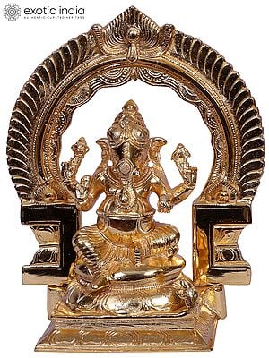 9" Brass Sitting Lord Ganapti with Throne