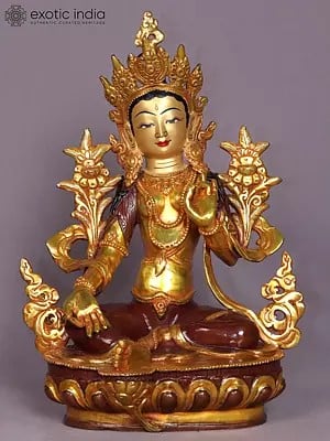 13" Goddess Green Tara Copper Statue from Nepal