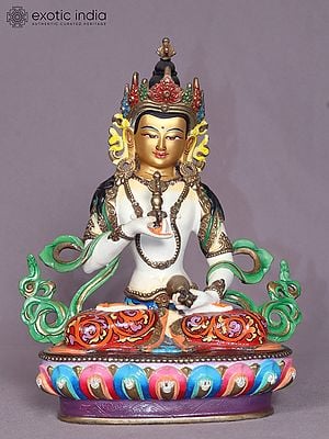 9" Colorful Vajrasattva Copper Statue from Nepal