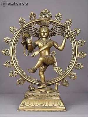 21" Nataraja Brass Statue from Nepal | Hindu God Figurine