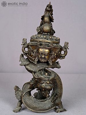 12" Brass Dragon Incense Burner from Nepal