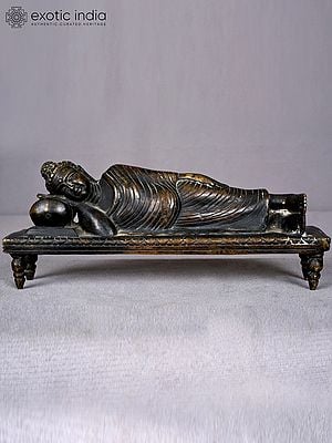 10" Brass Lord Sleeping Buddha Sculpture