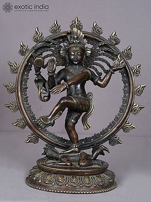 13" Dancing Lord Nataraja Brass Sculpture from Nepal