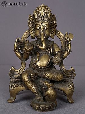 8.5" Blessing Ganesha Brass Sculpture from Nepal