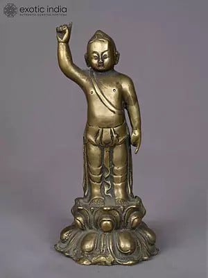 9" Brass Baby Buddha Figurine from Nepal