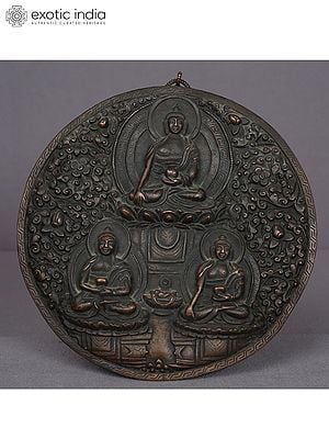 7" Three Buddha Wall Hanging From Nepal