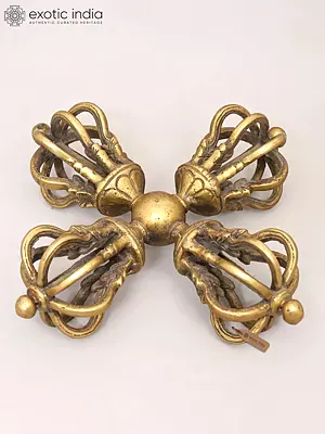8" Brass Tibetan Buddhist Vishva-Vajra (Double Dorje)
