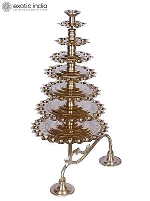 20" 108 Wicks Brass Seven Layer Multi Wicks Aarti Lamp | Handcrafted in South India